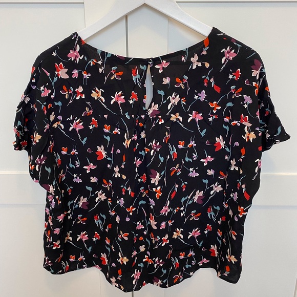 Madewell Drifting Flowers Rhyme Top In Tossed Floral True Black size XXS - Picture 4 of 5